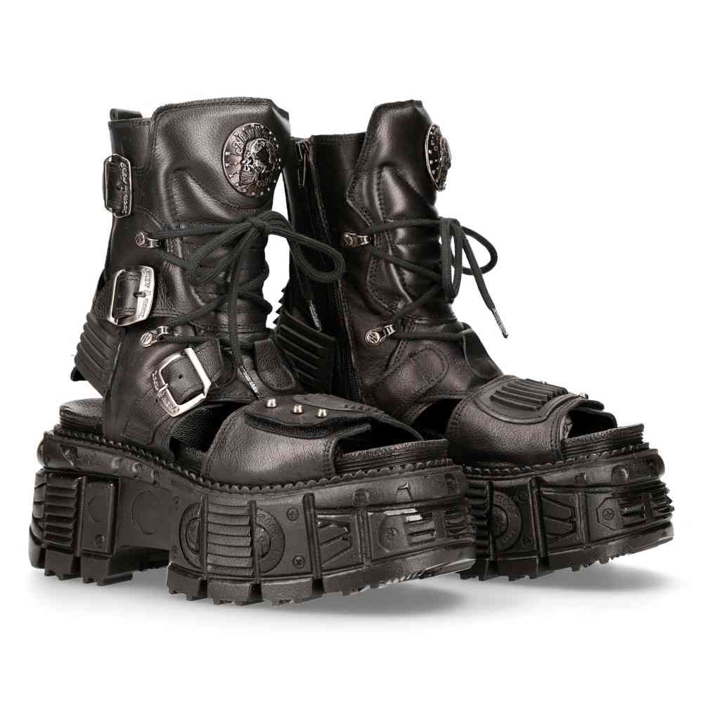 New Rock - M-BIOS107-C3 Plateausandalen - Schwarz